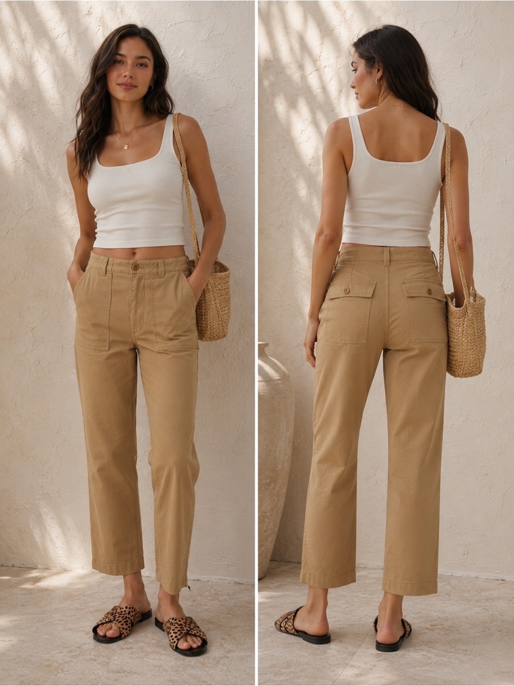 Jenni Kayne Ranger Trouser Utility Straight Leg Tan Khaki